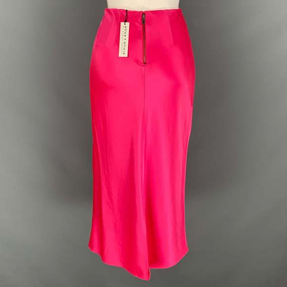 ALICE + OLIVIA Pink Triacetate Blend Solid A-Line Skirt - Picture 2 of 6